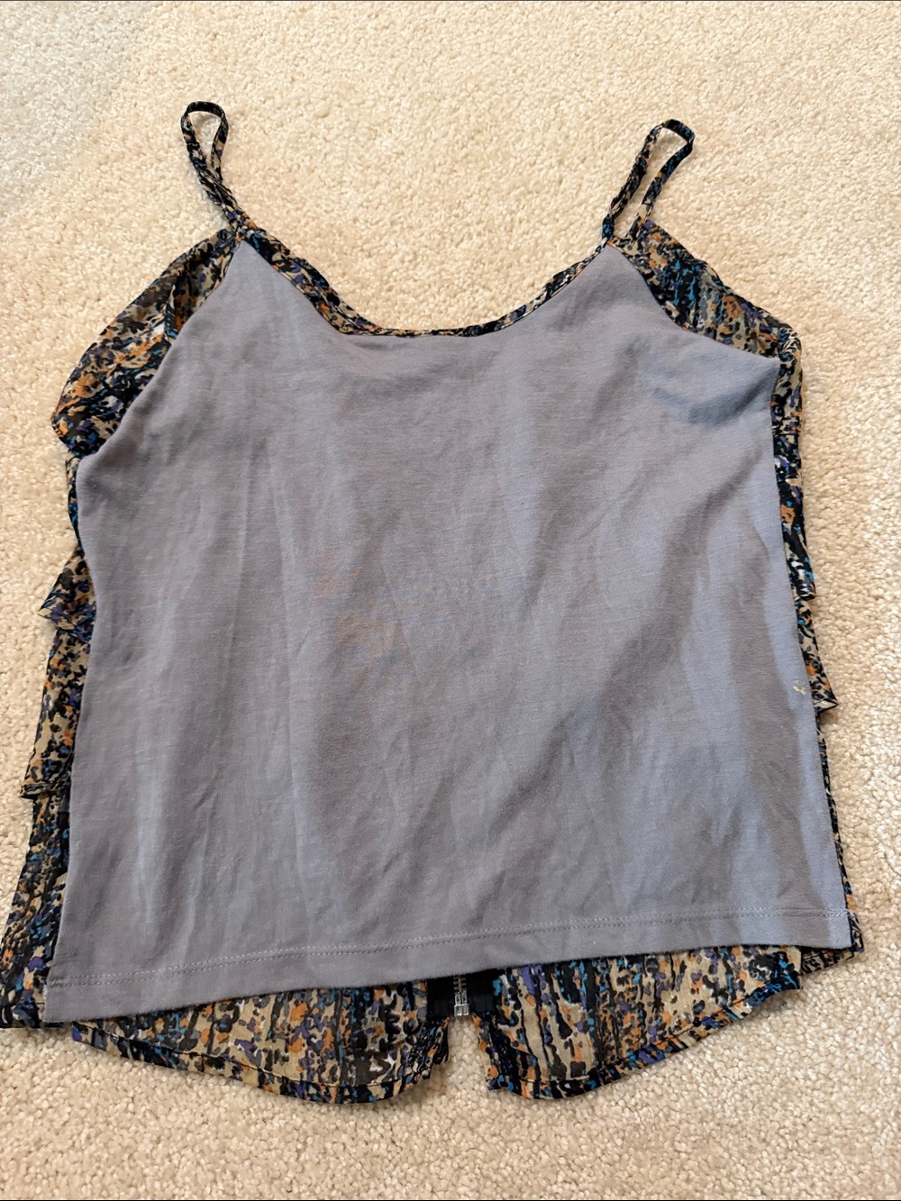 Daytrip Beige Multicolor Ruffle Zip-Front Cami - Picture 2 of 2
